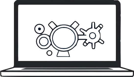 Bild eines Laptops mit einem Zahnrad im Bildschirm als Symbol für die Automatisierung von Prozessen